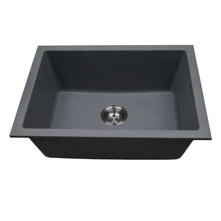 Msi Black Single Bowl 24in X 18in Quartz Undermount  Kitchen Sink ZOR-QTZ-SBSNK-0101